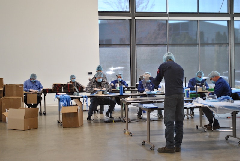 1654796149583 Genie Team Members Making Face Coverings In Hub