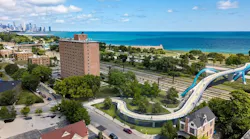 43rd St Pedestrian Bridge View
