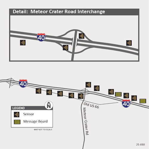 21-010 Map I-40 Smart Work Zone Meteor Crater Bridge