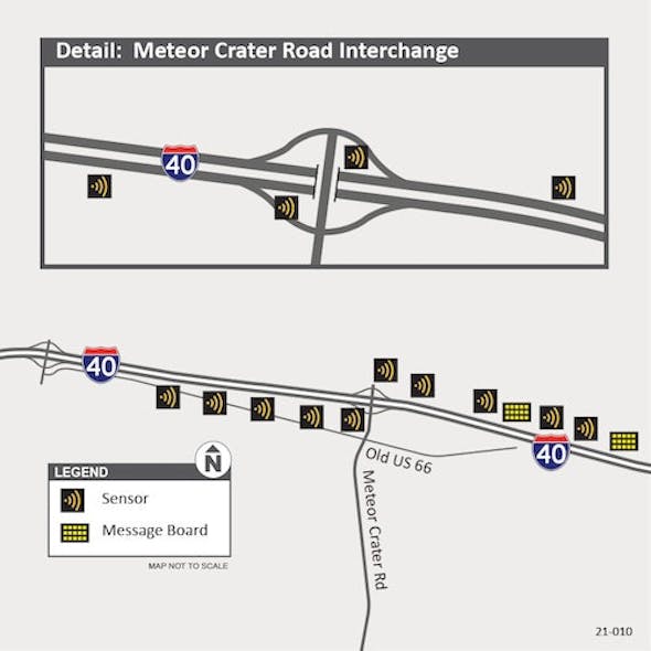21-010 Map I-40 Smart Work Zone Meteor Crater Bridge