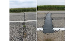 Transverse crack before and after Mastic One application
