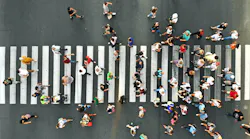 Aerial People Crowd Many People Going Through The Pedestrian Crosswalk Dmytro Varavin