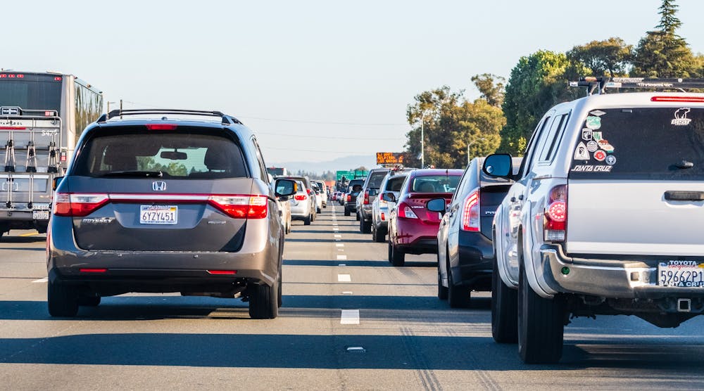 Oct 24, 2019 Mountain View Ca Usa Heavy Traffic On One Of The Freeways Crossing Silicon Valley, San Francisco Bay Area Andreistanescu