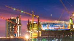 Construction site busy operate in beginning of building new complex infrastructure project