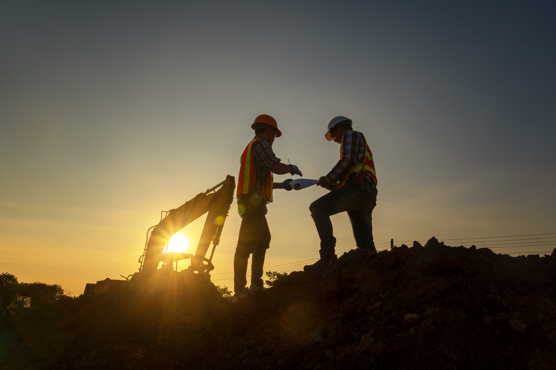 Silhouette Engineer Team Of The Planning Industry Construction Using The Digital Blueprint 62dae7be50d18