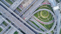 Aerial View Highway Road Network Connection Or Intersection For Import Export Or Transportation Concept Raisin7036