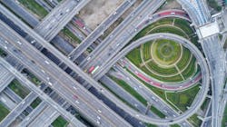 Aerial View Highway Road Network Connection Or Intersection For Import Export Or Transportation Concept Raisin7036