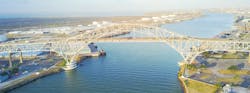 Panoramic Aerial View Corpus Christi Harbor Bridge In The Port Trong Nguyen