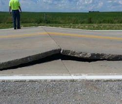 Multiple blowups on the existing concrete pavement caused the county to look at rehabilitating Monticello Rd. Multiple blowups on the existing concrete pavement caused the county to look at rehabilitating Monticello Rd.