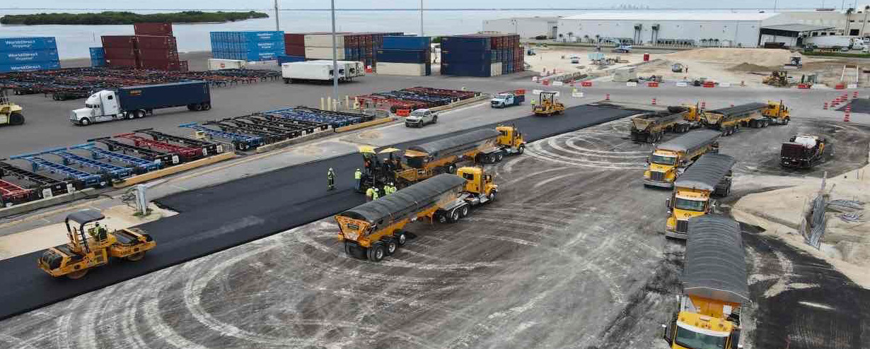 Over 17 acres of heavy-duty asphalt pavement was constructed by Ajax Paving Industries of FL in a mere 25 shifts.