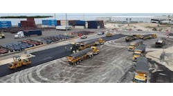 Over 17 acres of heavy-duty asphalt pavement was constructed by Ajax Paving Industries of FL in a mere 25 shifts. Over 17 acres of heavy-duty asphalt pavement was constructed by Ajax Paving Industries of FL in a mere 25 shifts.