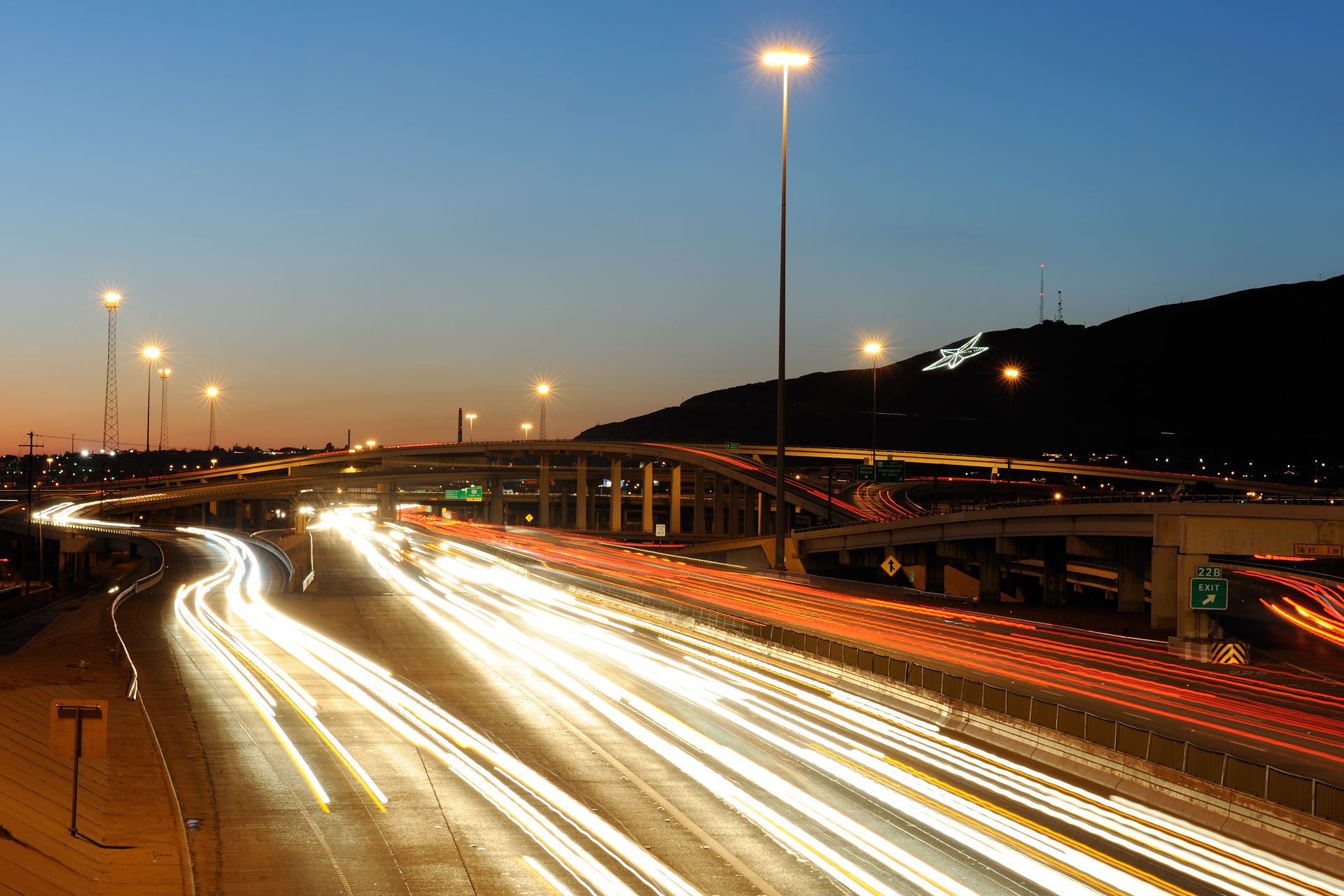 Traffic in El Paso, Texas at Dusk