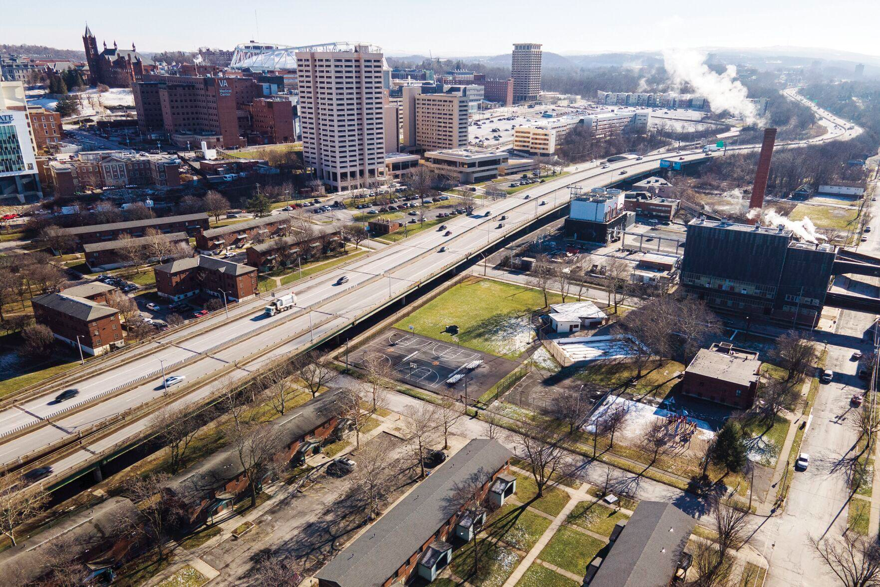 Interstate 81 is shown through downtown Syracuse on Monday, Jan. 16.