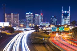 Traffic below downtown Nashville, Tennessee Traffic below downtown Nashville, Tennessee