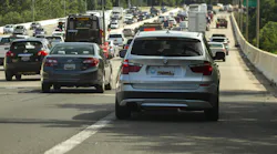 Afternoon rush hour traffic on interstate 95 over the American Legion Memorial Bridge.