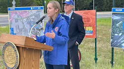 Governor John Carney (right) and Nicole Majeski (above at podium) at the groundbreaking event.