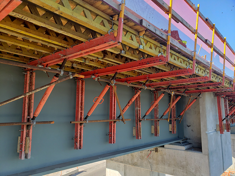 PERI&rsquo;s VARIOKIT system with GT 24 Girders support the deck with large bracket spacing.