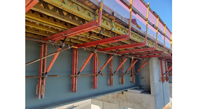 PERI&rsquo;s VARIOKIT system with GT 24 Girders support the deck with large bracket spacing.