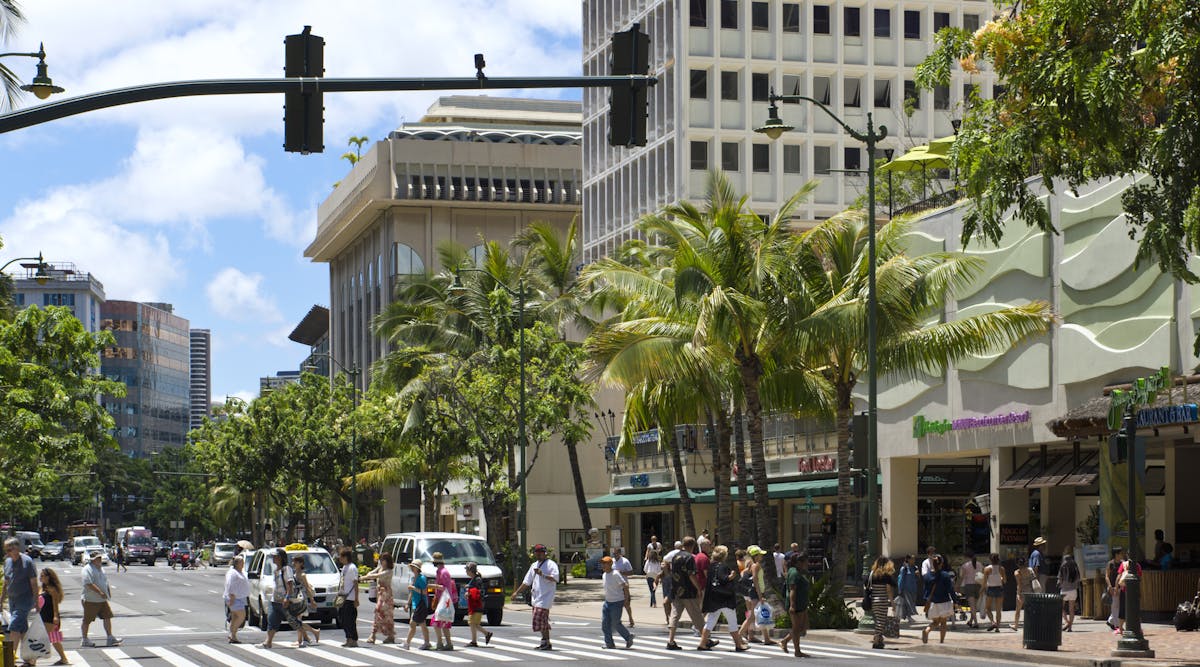 Waikiki Hawaii Street Crossing