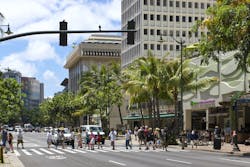 Waikiki Hawaii Street Crossing Waikiki Hawaii Street Crossing