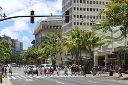 Waikiki Hawaii Street Crossing