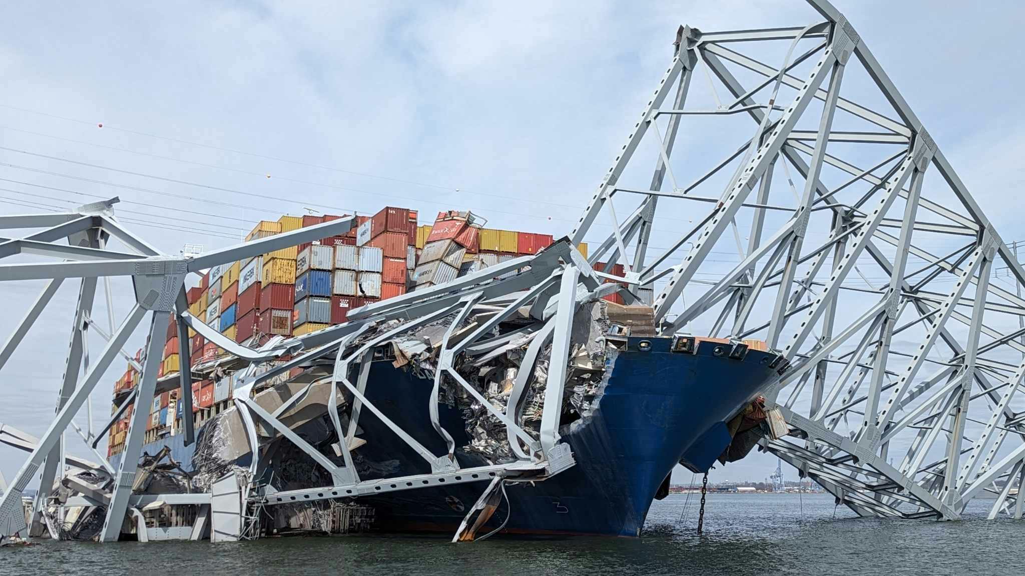Dali Container Ship Amongst the Key Bridge Remains