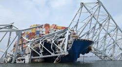 Dali Container Ship Amongst the Key Bridge Remains