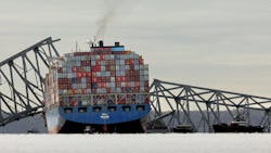 Dali Ship Among the Key Bridge Wreckage Dali Ship Among the Key Bridge Wreckage