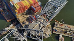 Dali wreckage from above Dali wreckage from above