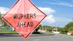 Workers ahead sign Workers ahead sign