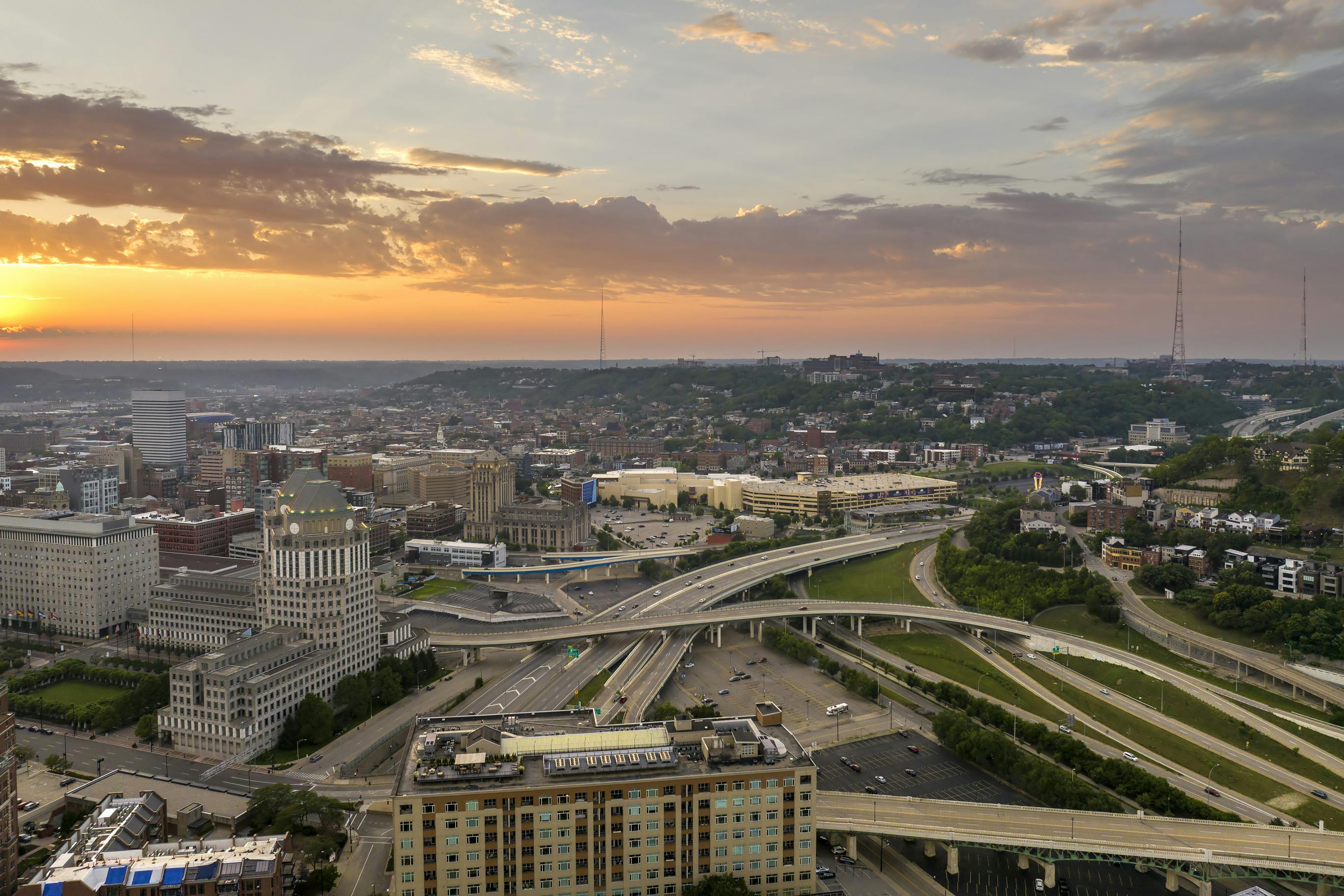 Ariel view of Cincinnati highway