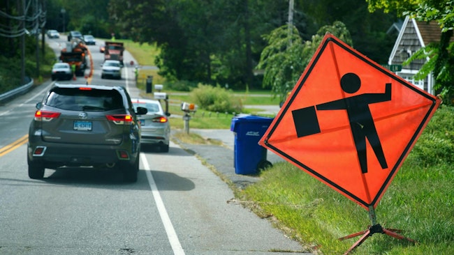 Road Work Ahead sign