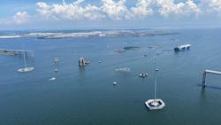 Look at the remains of the original Key Bridge structure following the collapse and subsequent cleanup efforts. Look at the remains of the original Key Bridge structure following the collapse and subsequent cleanup efforts.