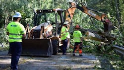 SCDOT workers clearing roadways following impact. SCDOT workers clearing roadways following impact.