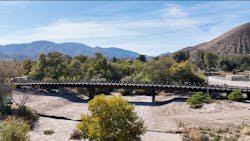 Side profile of the Thousand Trails Bridge. Side profile of the Thousand Trails Bridge.