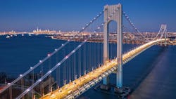Aerial view of Verrazzano Narrows Bridge. Aerial view of Verrazzano Narrows Bridge.