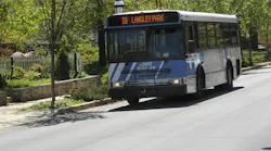 A Ride On bus for Montgomery County residents in Takoma Park, Maryland.
