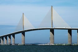 The Sunshine Skyway Bridge in Florida's Lower Tampa Bay. The Sunshine Skyway Bridge in Florida's Lower Tampa Bay.