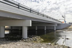 The Alameda Avenue Bridge over the South Platte River in Denver, Colorado. The Alameda Avenue Bridge over the South Platte River in Denver, Colorado.