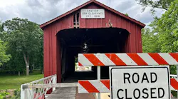 The Red Covered Bridge in Northern Illinois has been closed since a vehicle strike in 2023.