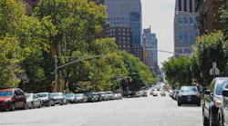 Cars parked along 105th Street in New York City, New York.
