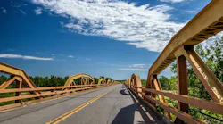 Pony Bridge, also known as the William H. Murray Bridge, on Route 66 in Oklahoma.