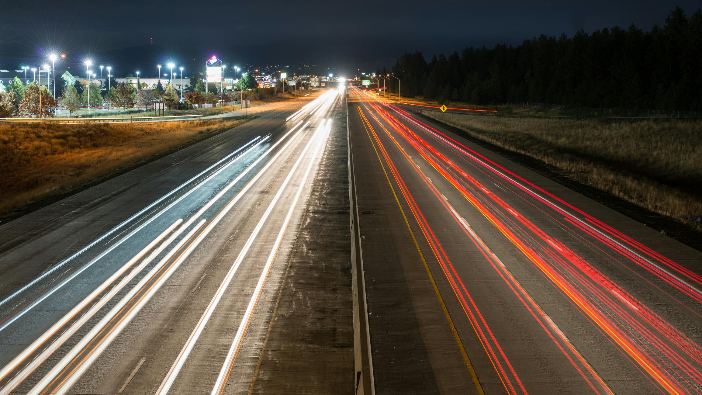 Interstate 90 eastbound in Spokane County, Washington.