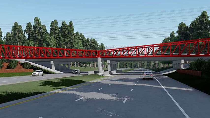 A mockup of the planned pedestrian and cyclist bridge over Wade Avenue in Raleigh, N.C.