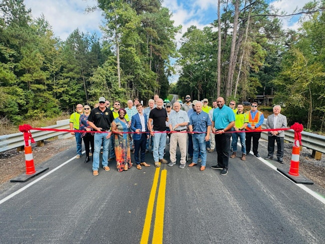 State and local officials at a Sept. 25 ribbon cutting ceremony celebrating the completion of five rural bridges in Winn Parish, Louisiana.