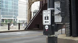 An accessible pedestrian signal at a crossing near the Ogilvie Transportation Center in Chicago, Illinois. An accessible pedestrian signal at a crossing near the Ogilvie Transportation Center in Chicago, Illinois.