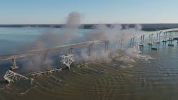 The former Gov. Harry W. Nice Memorial/Senator Thomas 'Mac' Middleton Bridge in Newburg, Md in the process of demolition. The former Gov. Harry W. Nice Memorial/Senator Thomas 'Mac' Middleton Bridge in Newburg, Md in the process of demolition.