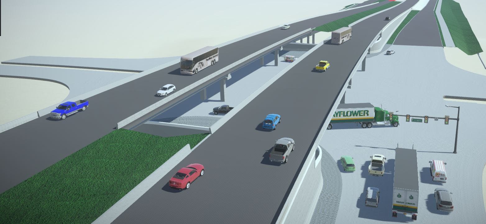 A rendering of the future SL 20 at the Lomas del Sur intersection in Laredo, Texas.