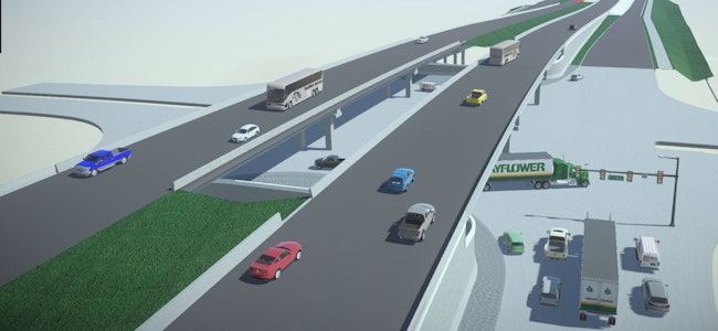 A rendering of the future SL 20 at the Lomas del Sur intersection in Laredo, Texas.