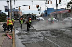 Crews repaving a mile-long stretch of Grand Avenue in Baldwin, NY. Crews repaving a mile-long stretch of Grand Avenue in Baldwin, NY.